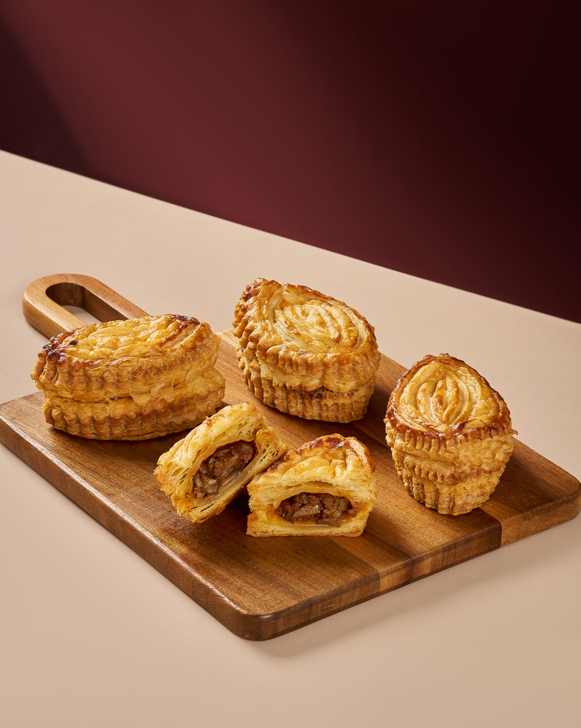 Eggless Puff Pastry: Tomato Mushroom