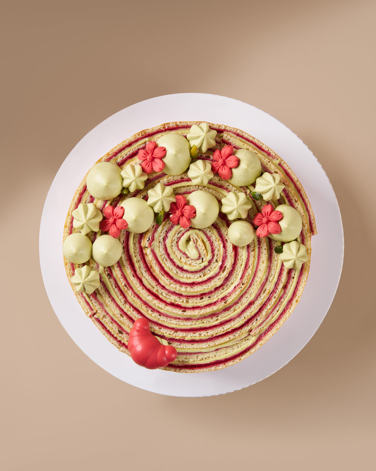 Pistachio Raspberry Swiss Roll