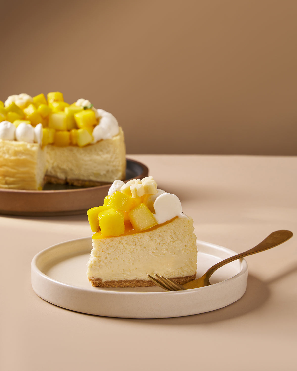 Eggless Mango New York Cheesecake