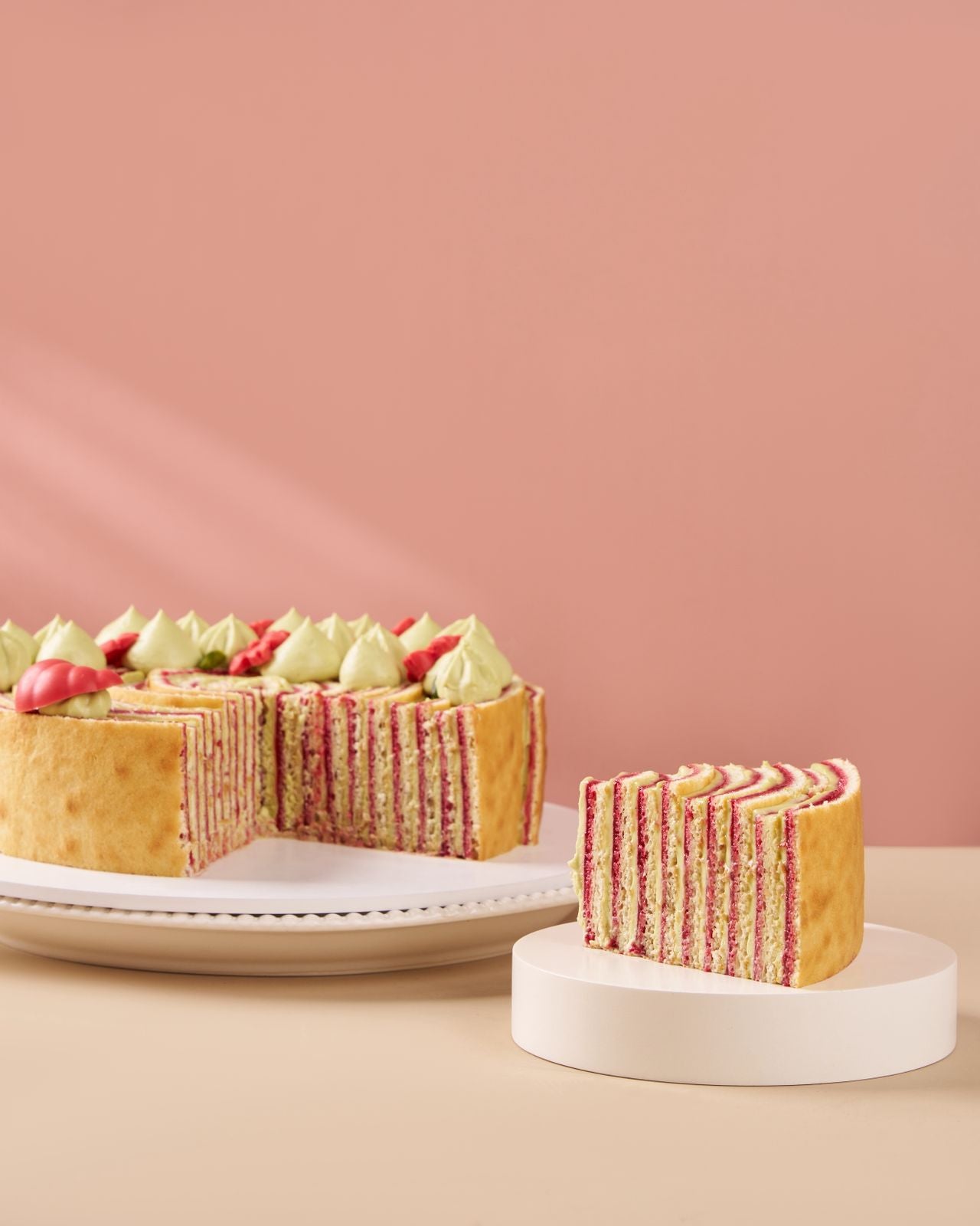 Pistachio Raspberry Swiss Roll