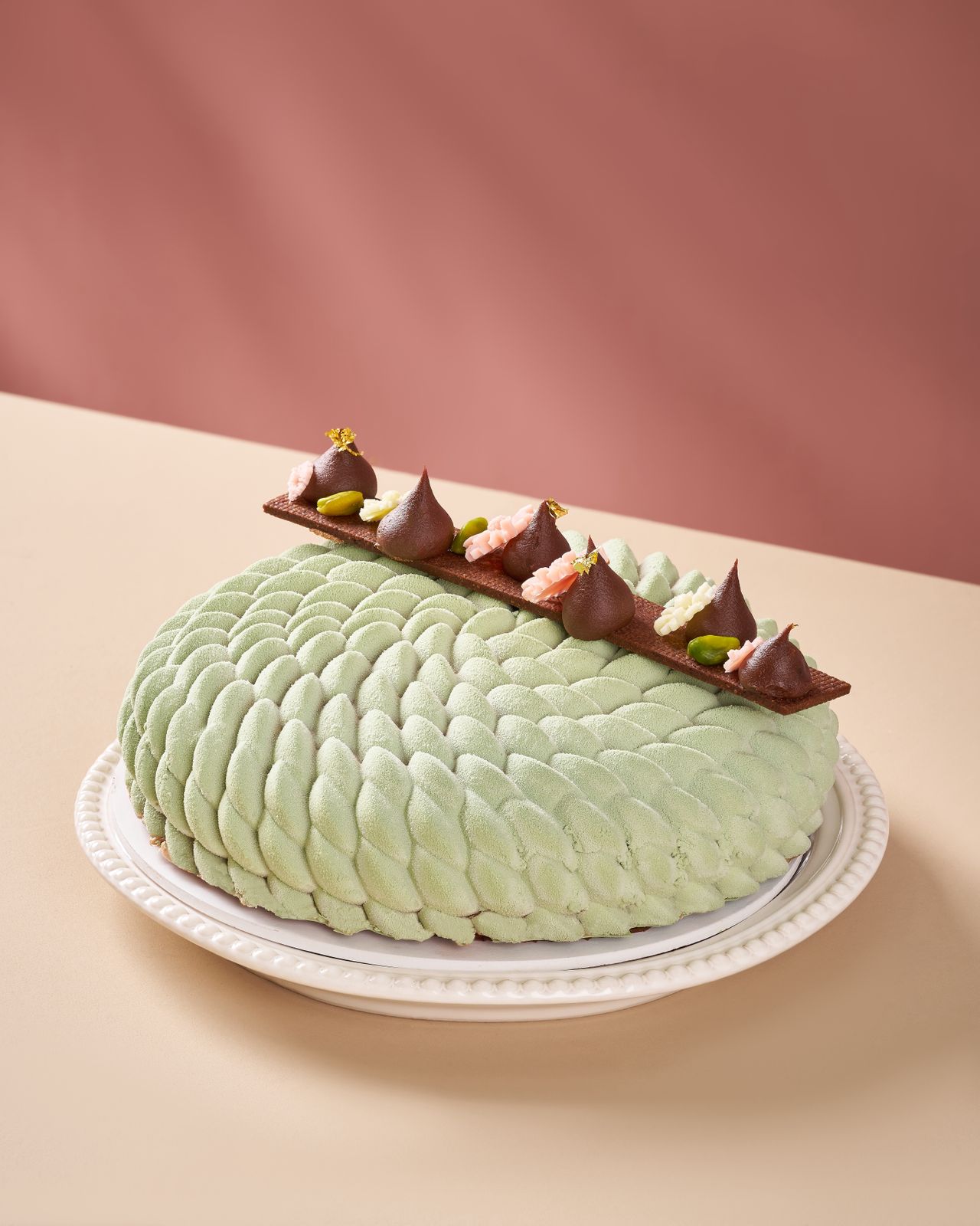 Eggless Pistachio Chocolate Entremets