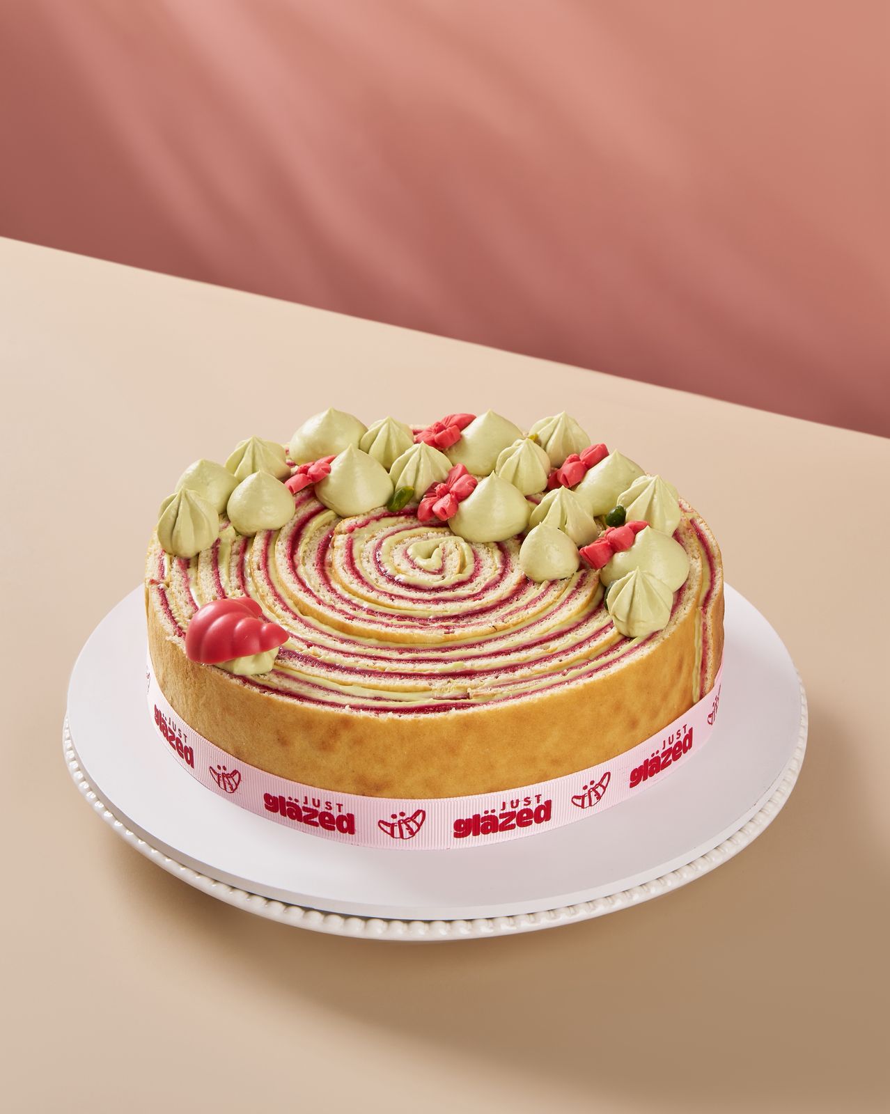 Pistachio Raspberry Swiss Roll